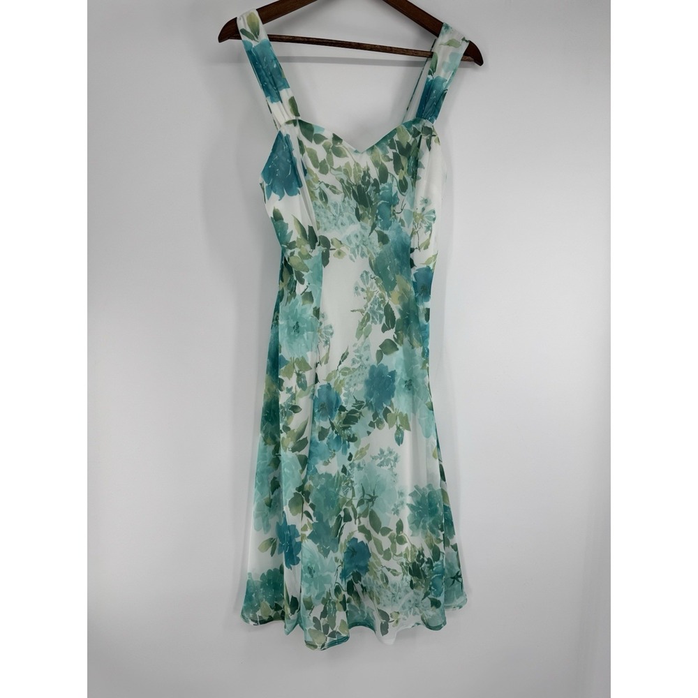 Connected Apparel Teal Floral Watercolor Dress Fairy Spring Easter Y2K VTG 10‎